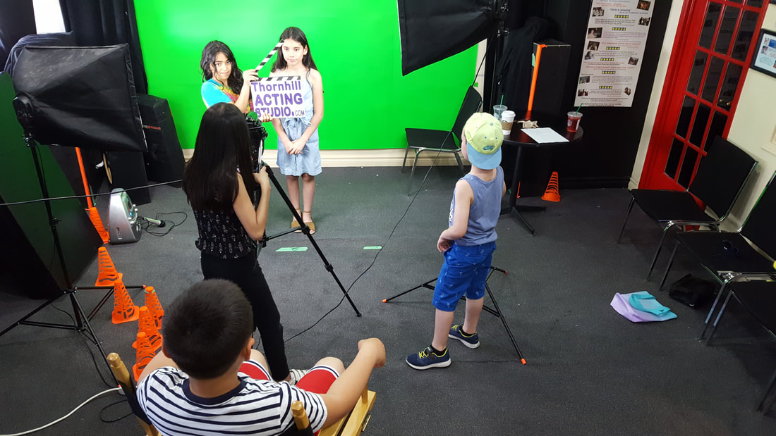 Kids acting on film set